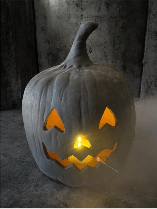 Target Other - Halloween Terracotta Target Gray/Black Light-Up Jack-o'-Lantern Pumpkin NEW